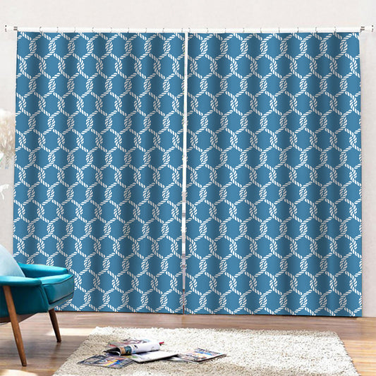 Fishing Rope Knots Pattern Print Pencil Pleat Curtains