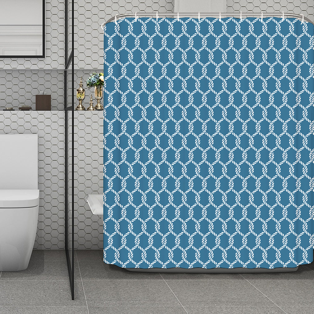 Fishing Rope Knots Pattern Print Polyester Shower Curtain