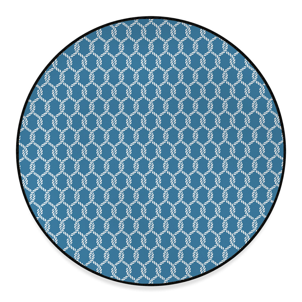 Fishing Rope Knots Pattern Print Round Floor Mat