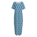 Fishing Rope Knots Pattern Print Short Sleeve Long Nightdress