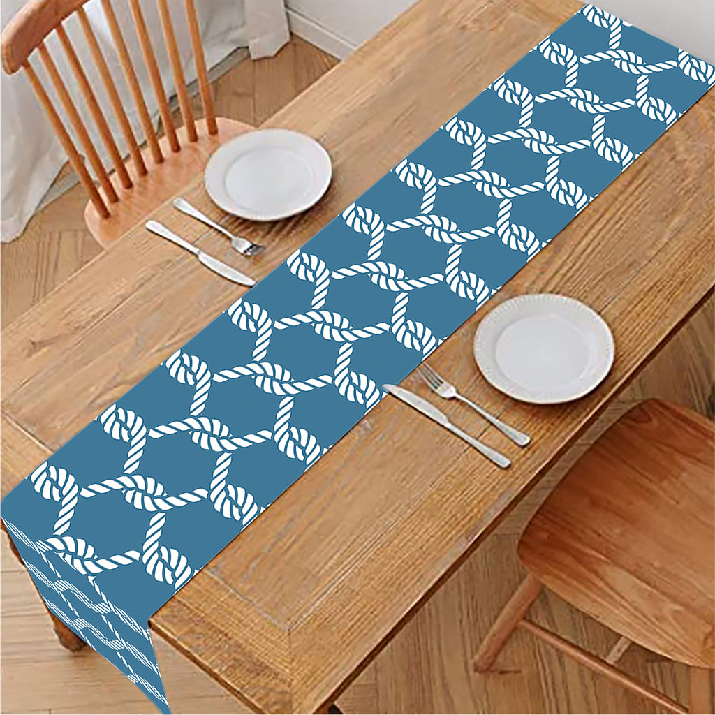 Fishing Rope Knots Pattern Print Table Runner