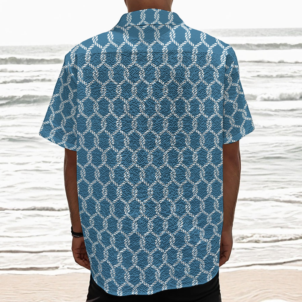 Fishing Rope Knots Pattern Print Textured Short Sleeve Shirt