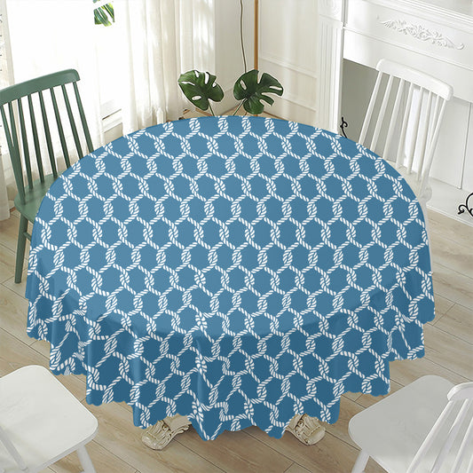 Fishing Rope Knots Pattern Print Waterproof Round Tablecloth