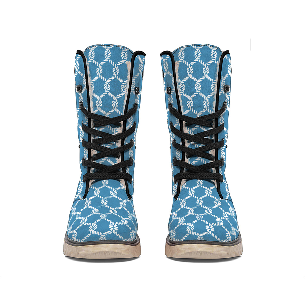 Fishing Rope Knots Pattern Print Winter Boots