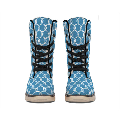 Fishing Rope Knots Pattern Print Winter Boots