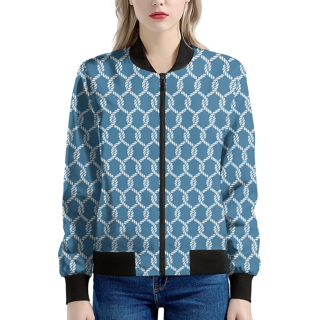 Fishing Rope Knots Pattern Print Women's Bomber Jacket