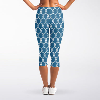 Fishing Rope Knots Pattern Print Women's Capri Leggings