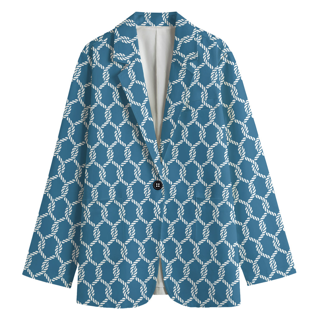 Fishing Rope Knots Pattern Print Women's Cotton Blazer