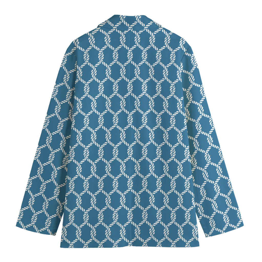 Fishing Rope Knots Pattern Print Women's Cotton Blazer