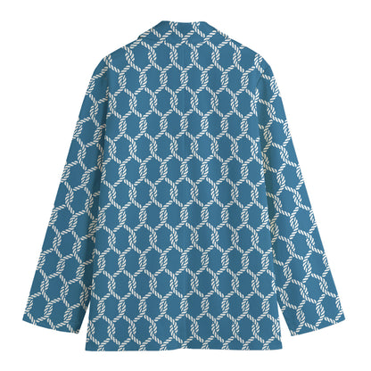 Fishing Rope Knots Pattern Print Women's Cotton Blazer