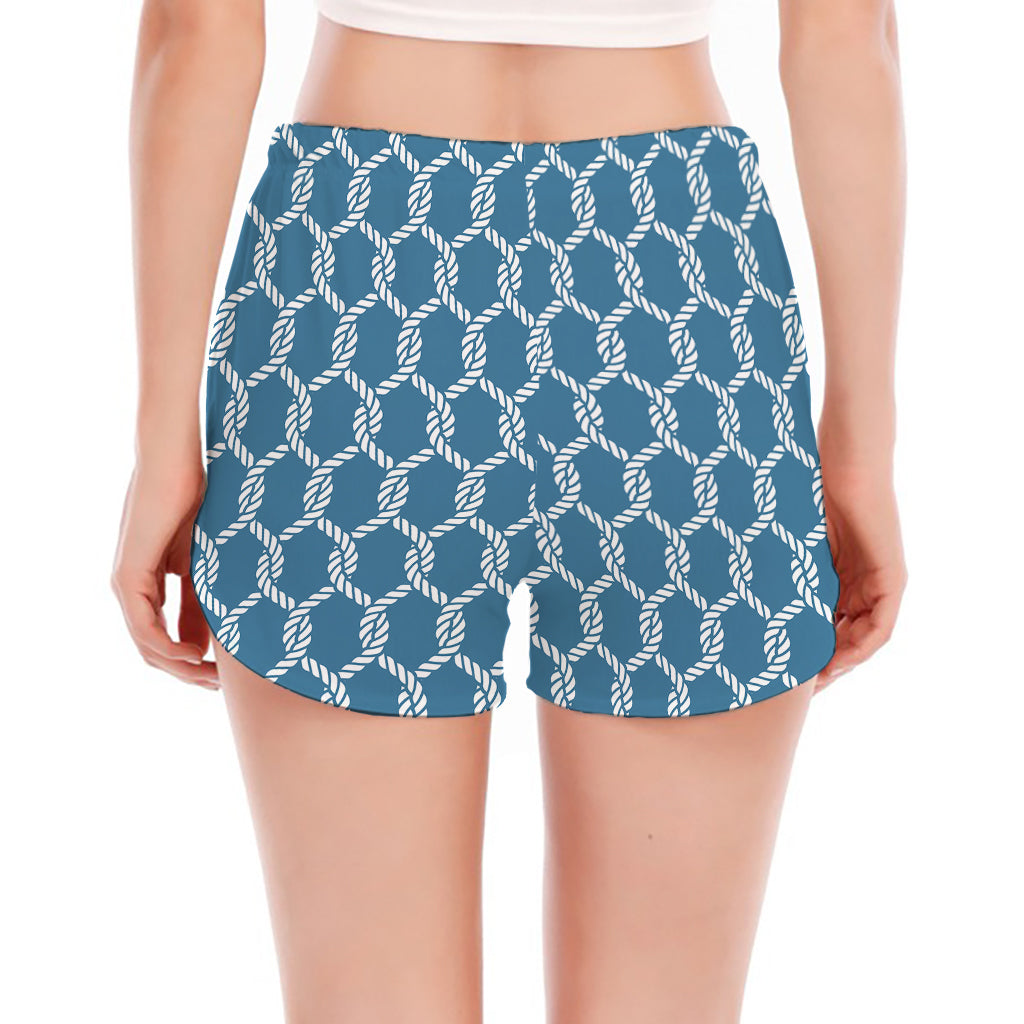 Fishing Rope Knots Pattern Print Women's Split Running Shorts