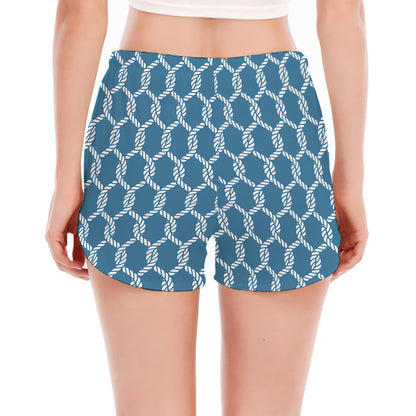 Fishing Rope Knots Pattern Print Women's Split Running Shorts