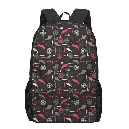 Fishing Theme Pattern Print 17 Inch Backpack