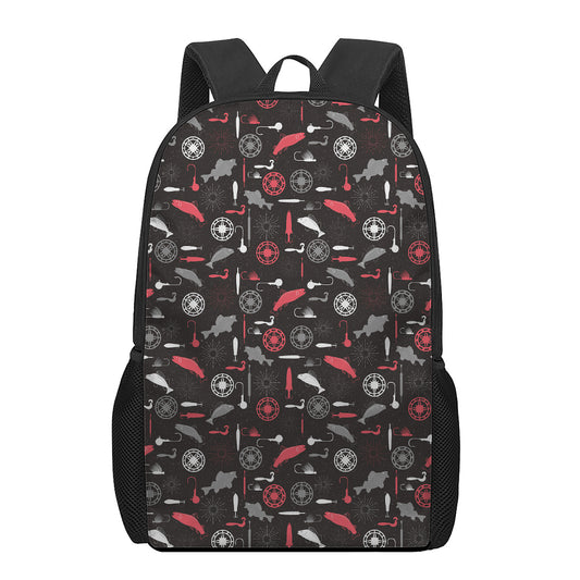 Fishing Theme Pattern Print 17 Inch Backpack