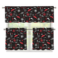 Fishing Theme Pattern Print 3 Piece Kitchen Curtains