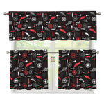 Fishing Theme Pattern Print 3 Piece Kitchen Curtains
