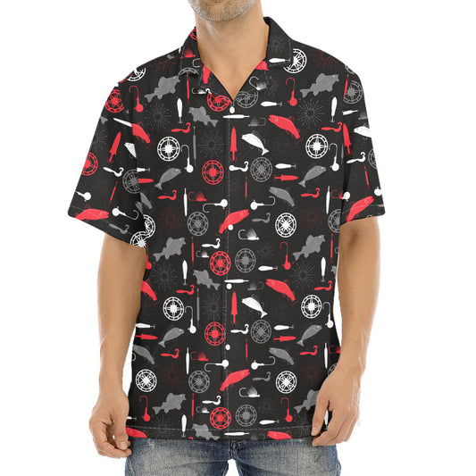 Fishing Theme Pattern Print Aloha Shirt