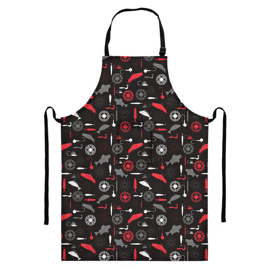 Fishing Theme Pattern Print Bib Apron With Pocket
