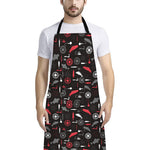 Fishing Theme Pattern Print Bib Apron With Pocket