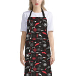 Fishing Theme Pattern Print Bib Apron With Pocket