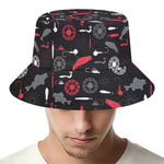 Fishing Theme Pattern Print Bucket Hat