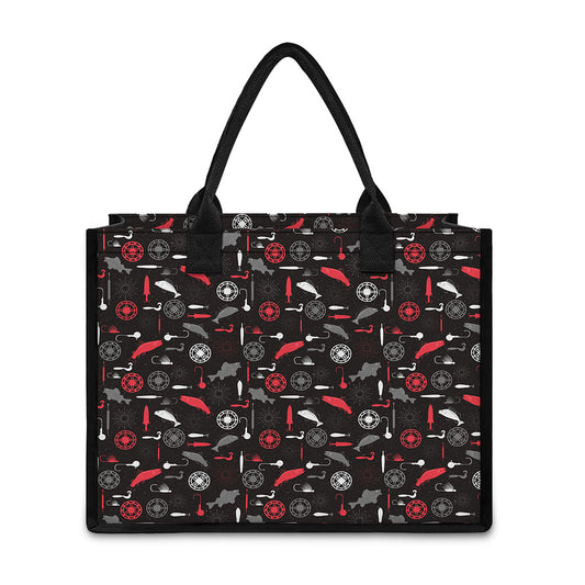 Fishing Theme Pattern Print Canvas Tote Bag