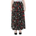 Fishing Theme Pattern Print Chiffon Maxi Skirt