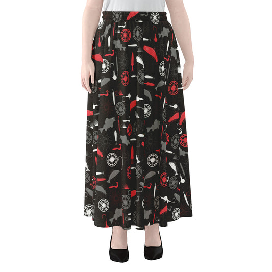 Fishing Theme Pattern Print Chiffon Maxi Skirt