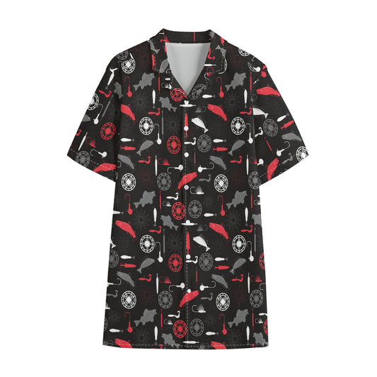 Fishing Theme Pattern Print Cotton Hawaiian Shirt