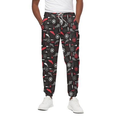 Fishing Theme Pattern Print Cotton Pants