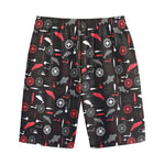 Fishing Theme Pattern Print Cotton Shorts