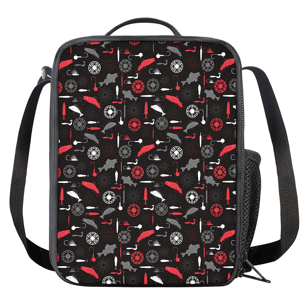 Fishing Theme Pattern Print Crossbody Lunch Bag