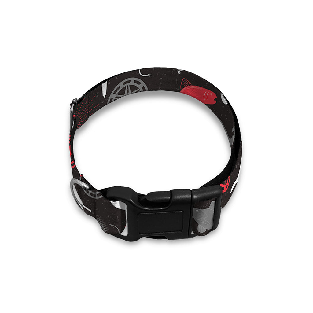 Fishing Theme Pattern Print Dog Collar