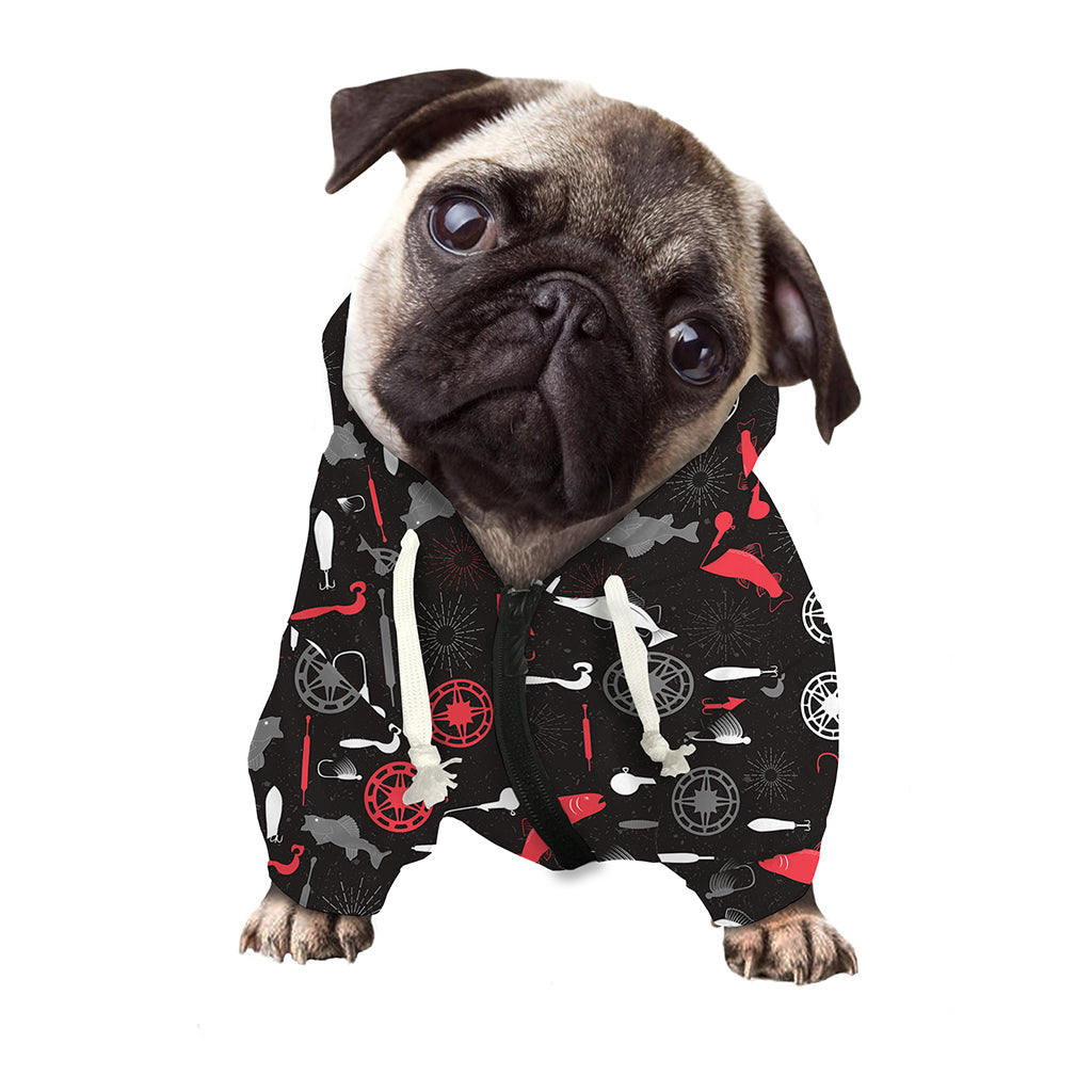 Fishing Theme Pattern Print Dog Zip Up Hoodie