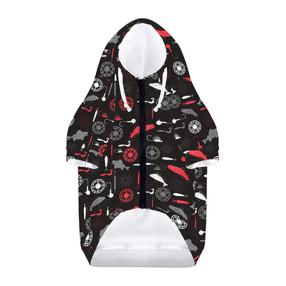 Fishing Theme Pattern Print Dog Zip Up Hoodie