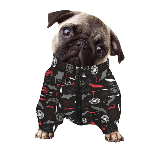 Fishing Theme Pattern Print Dog Zip Up Jacket