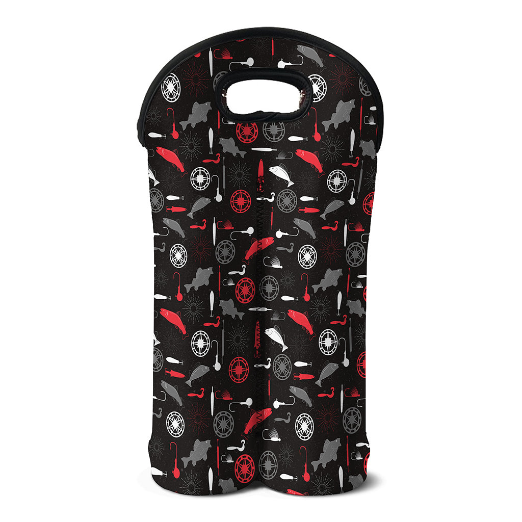 Fishing Theme Pattern Print Double Neoprene Wine Tote