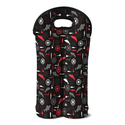 Fishing Theme Pattern Print Double Neoprene Wine Tote