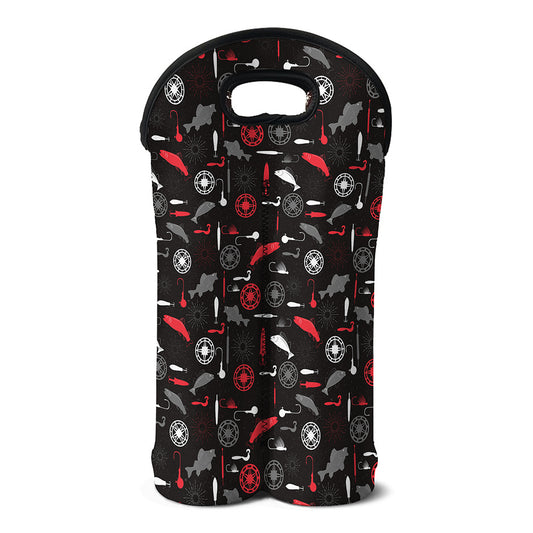 Fishing Theme Pattern Print Double Neoprene Wine Tote