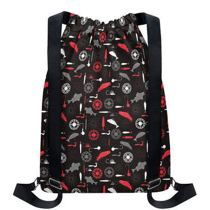 Fishing Theme Pattern Print Drawstring Backpack