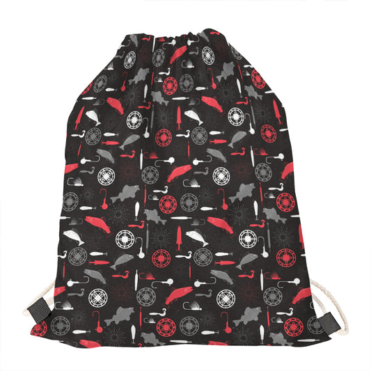 Fishing Theme Pattern Print Drawstring Bag