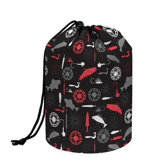 Fishing Theme Pattern Print Drawstring Makeup Bag
