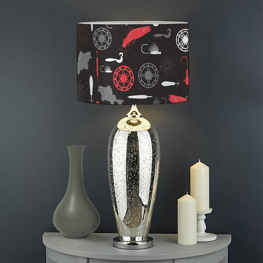 Fishing Theme Pattern Print Drum Lamp Shade