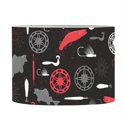 Fishing Theme Pattern Print Drum Lamp Shade
