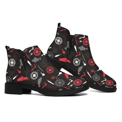 Fishing Theme Pattern Print Flat Ankle Boots