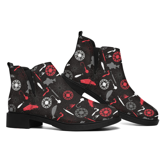 Fishing Theme Pattern Print Flat Ankle Boots