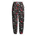 Fishing Theme Pattern Print Fleece Lined Knit Pants