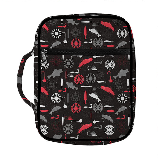 Fishing Theme Pattern Print Front Pocket Bible Bag