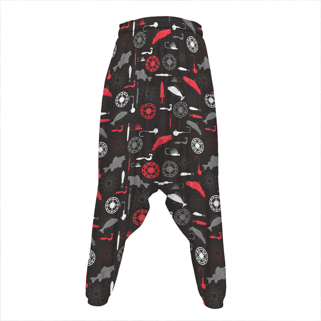 Fishing Theme Pattern Print Hammer Pants
