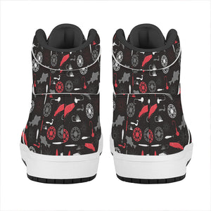 Fishing Theme Pattern Print High Top Leather Sneakers